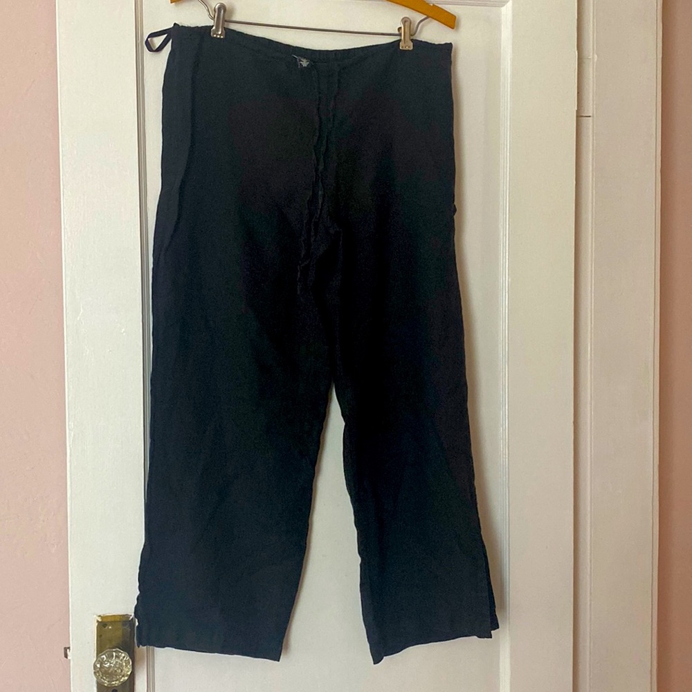 Dark Black Eileen Fisher Linen Pants